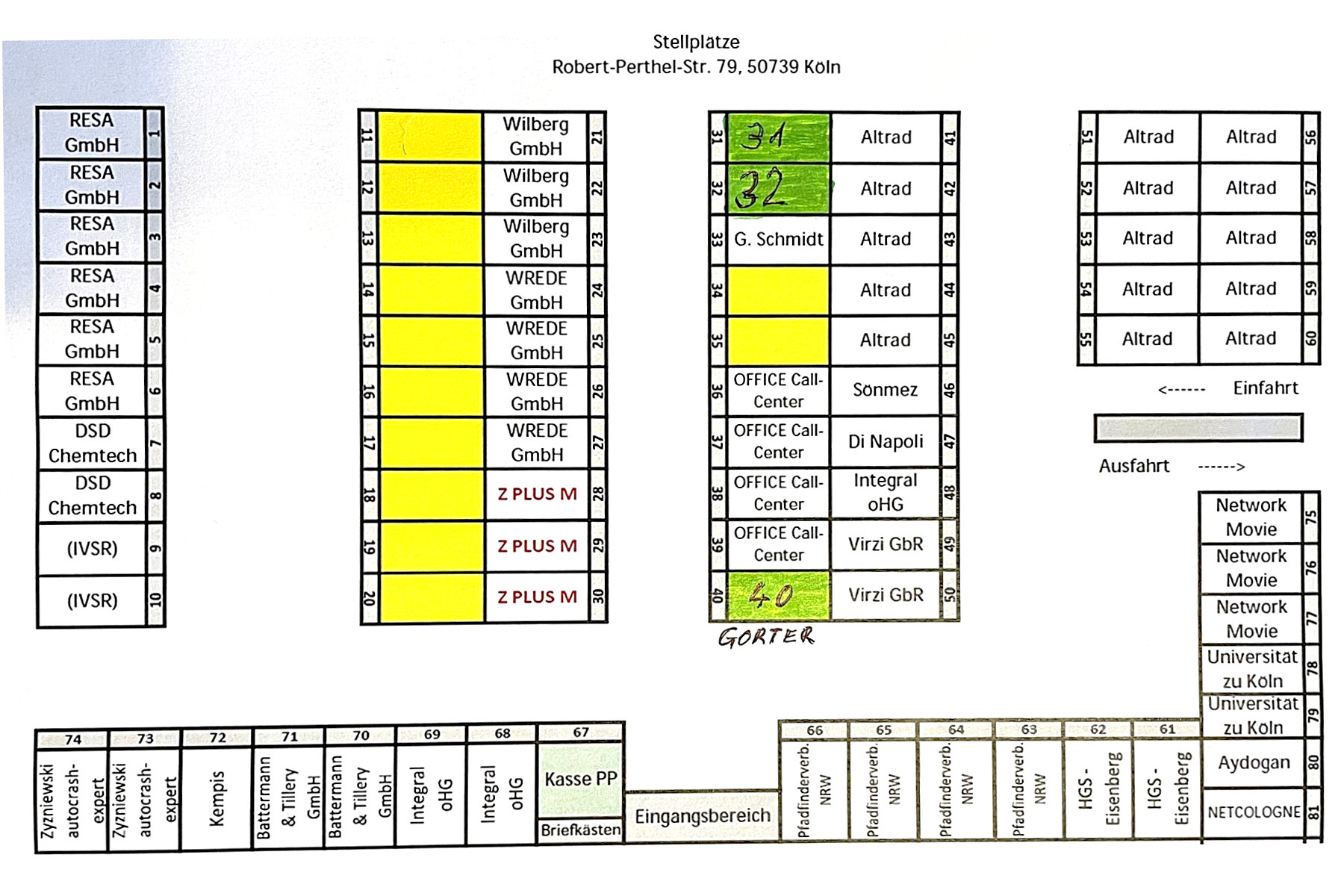 Parkplätze Business-Park Köln